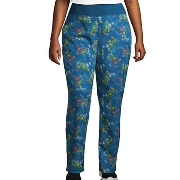 NEW! LANDS' END Plus Size High Rise Floral Straight Leg Active Pants 14/16. - Picture 1 of 9